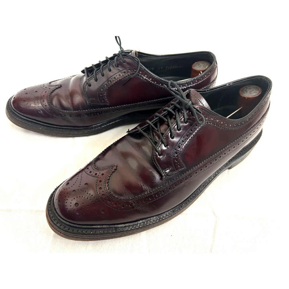 BOSTONIANS Vintage Longwing Blucher Dress Shoes Mens 11 D/B Brown USA Wingtip